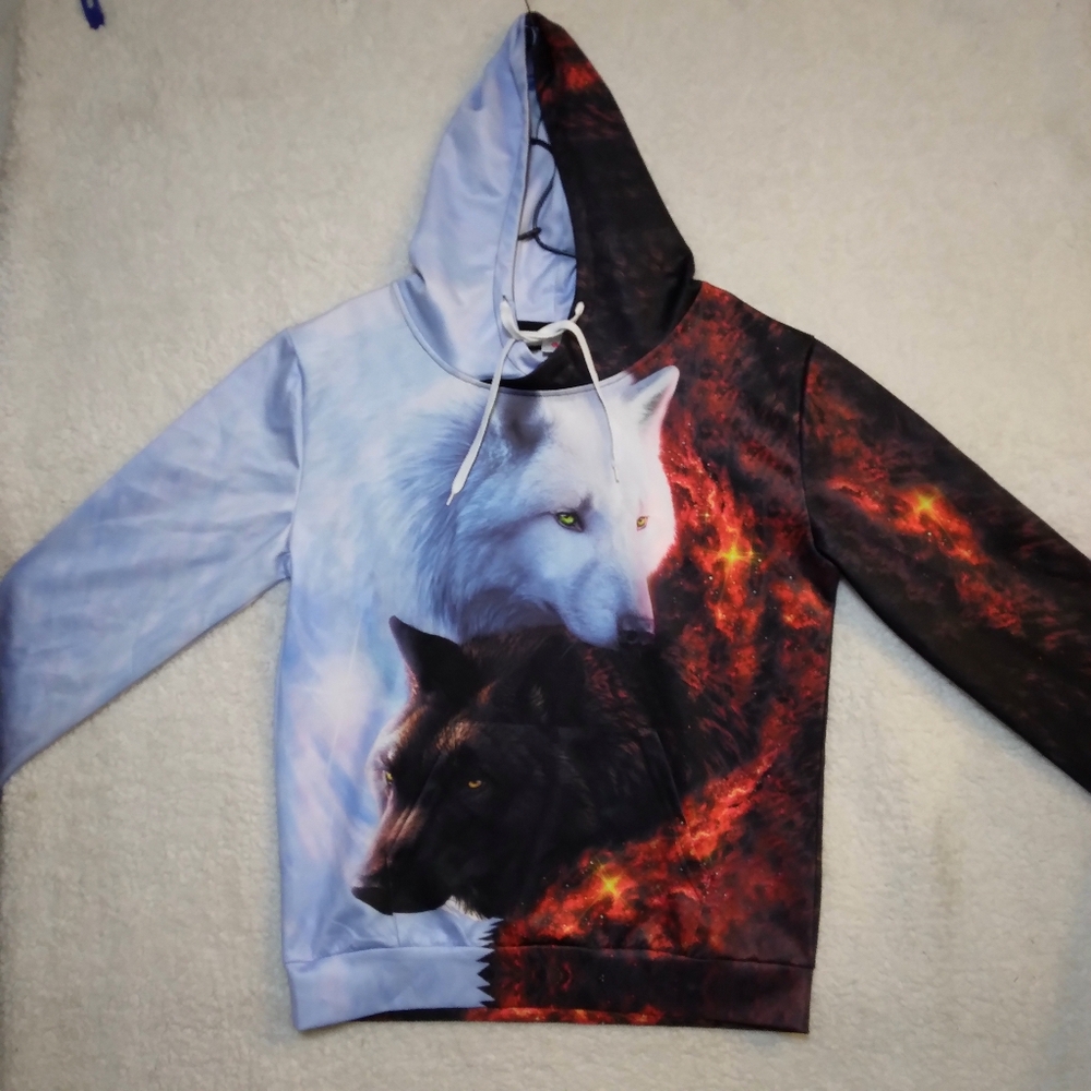 "Tale of Two Wolves" Adult Hoodie- Large - Picture 2 of 5
